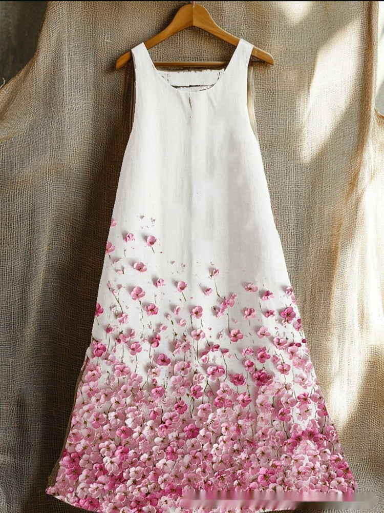 Womens Sleeveless V-Neck 3D Printed Dress
