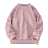 Round-neck Solid-color Suede-fleece Hoodie