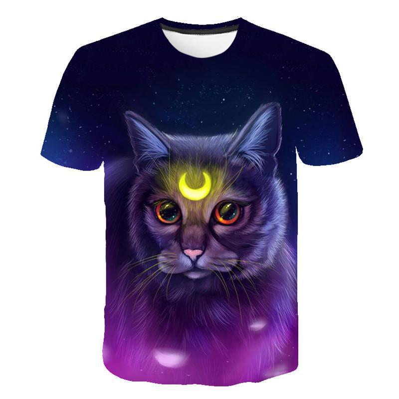3D Cat Graphic T Shirt Harajuku Streetwear O Neck Summer Top