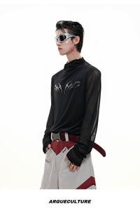 Niche Mesh Ice-feeling Slim Bottoming Shirt