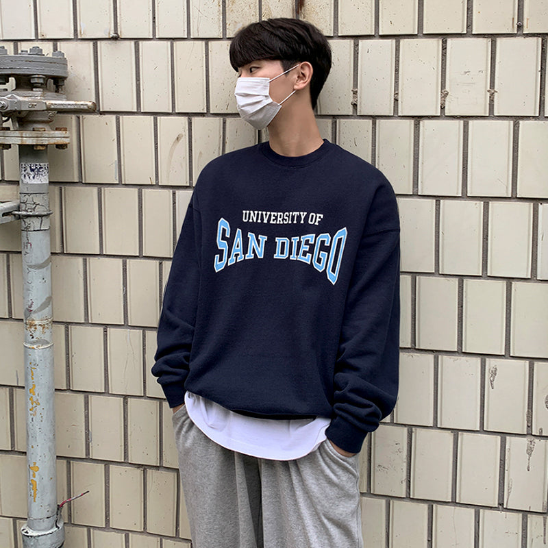 Men's Round Neck Loose Letter Print Couple Jacket