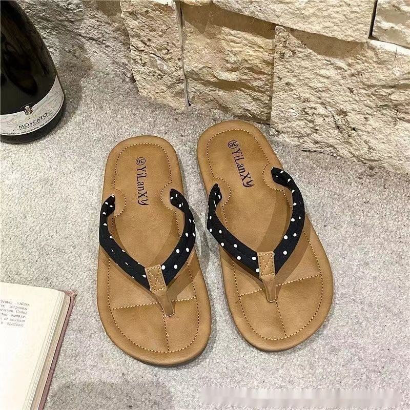 Cute Herringbone Non-slip Summer Outdoor Instagram-style Flip-flops Fashionable Soft-soled Beach Slippers
