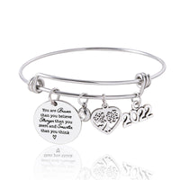 Crystal Heart Tree Of Life Charm Bracelet Inspirational Adjustable Stainless Steel Bangle