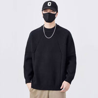 Round-neck Textured Knit Sweater Ideal For Layering Or Wearing On Its Own