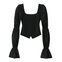 Button Polyester Embellished Stretch Top