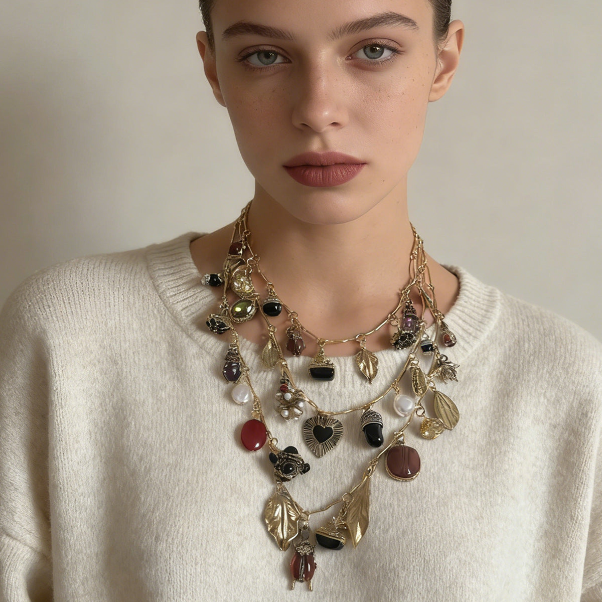 Multilayer Layered Design Vintage Geometric Necklaces