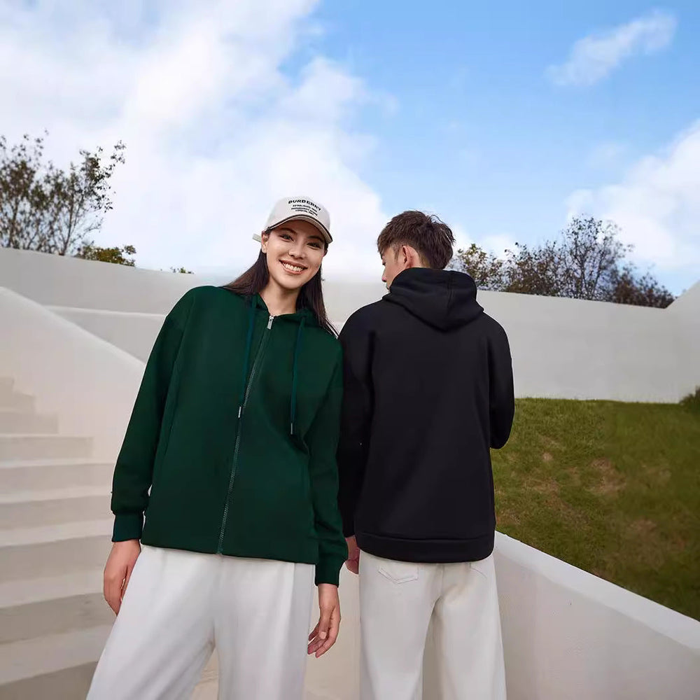 Fleece-lined Zip-up Hoodie With A Hood