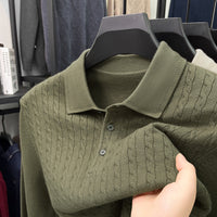 Loose-Fitting Solid-Color Casual V-Neck Knit Sweater For Middle-Aged Men