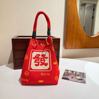 Womens Red Knitted Tote Bag With Magnetic Closure And Large Capacity