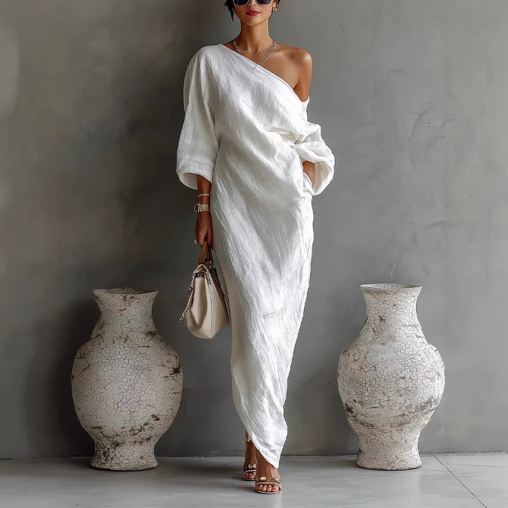 Off-Shoulder Long-Sleeve Dress for Women