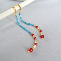 Removable Tassel Necklace With Apatite And Red Agate Beads