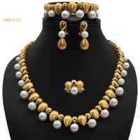 Women's Zircon Pearl Necklace Ring Earring Bracelet Four-piece Set