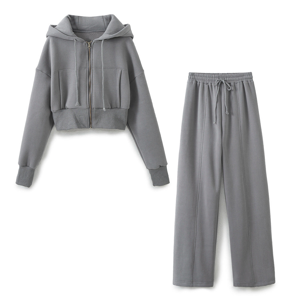 Women's Clothing Short Sport Cardigan Sweater Running Pants Suit