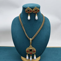 Vintage Glass Inlaid Tassel Pearl Necklace Ear Stud