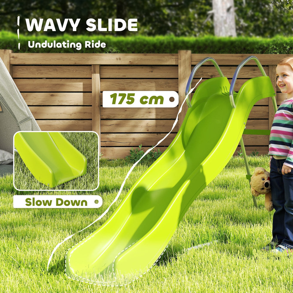 Freestanding Kids Slide With Climbing Ladder, Outdoor Playground Equipment For Ages 3-8 Years, Green