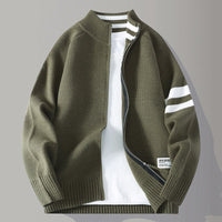 Mens Thermal Knitted Jacket With A Mock Neck And Long Sleeves