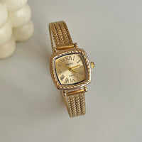Golden Roman-style Square Watch For Women