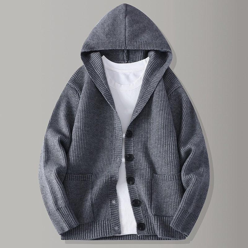 Mens Knitted Fashion Lapel Sweater Cardigan