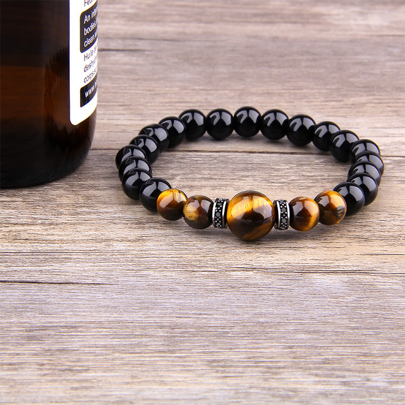 Tiger Eye Natural Stone Beaded Bracelet for Men