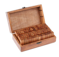 70pcs Vintage DIY Number And Alphabet Letter Wood Rubber Stamps Set With Wooden Box For Teaching And Play