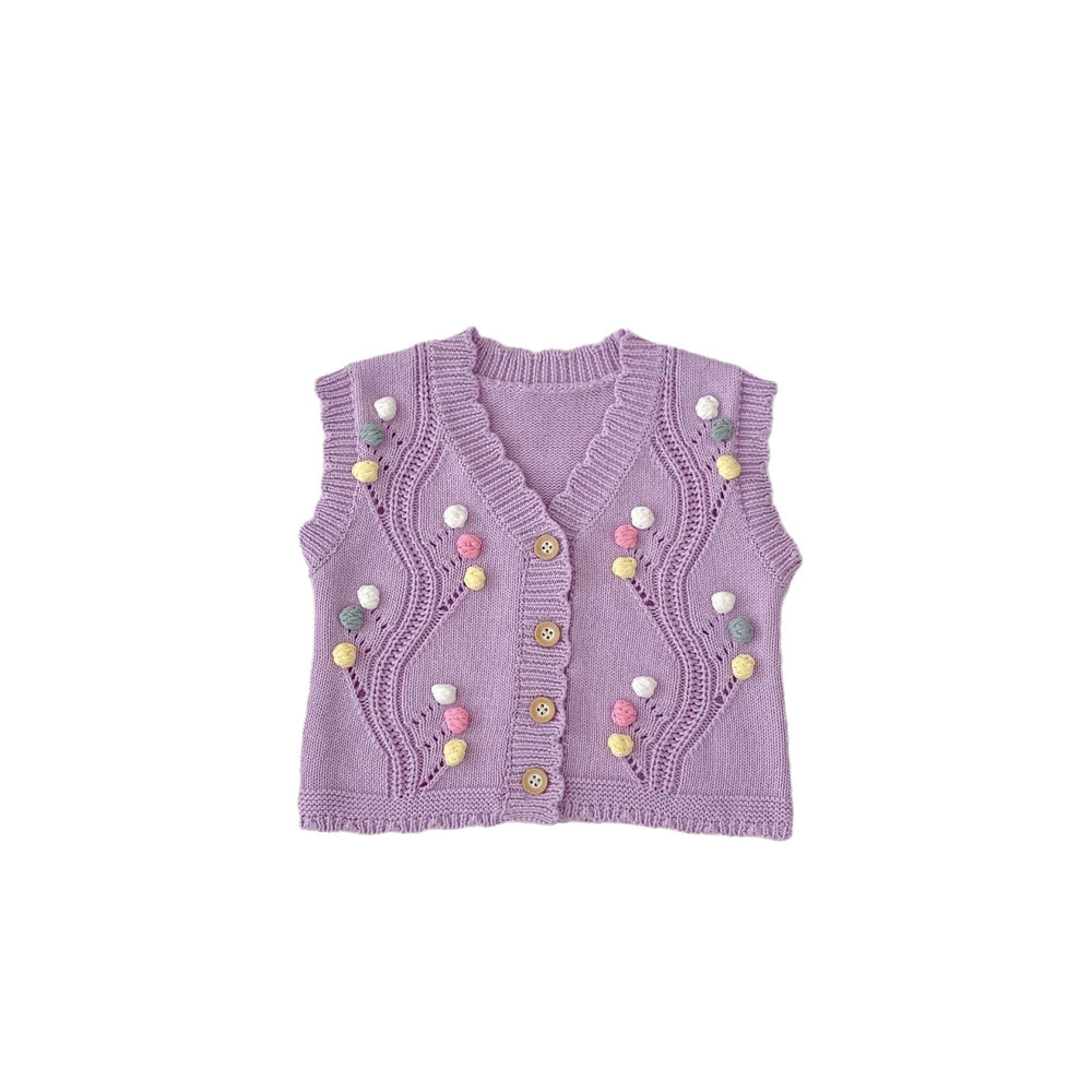 Cute Purple With Dot Children's Knitted Vest