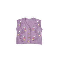 Cute Purple With Dot Children's Knitted Vest