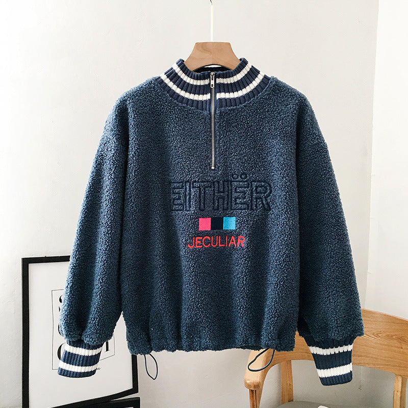 Autumn Lamb Velvet Plus Velvet Thick Sweater Women