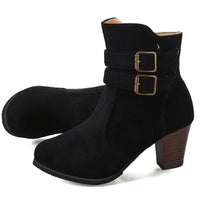 Belt buckle side zipper for women's boots