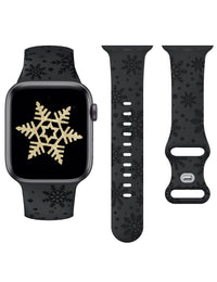 Versatile Christmas Snowflake Laser-engraved Textured Silicone Watch Strap