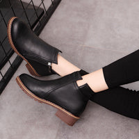 Women's boots with thick heel side zipper