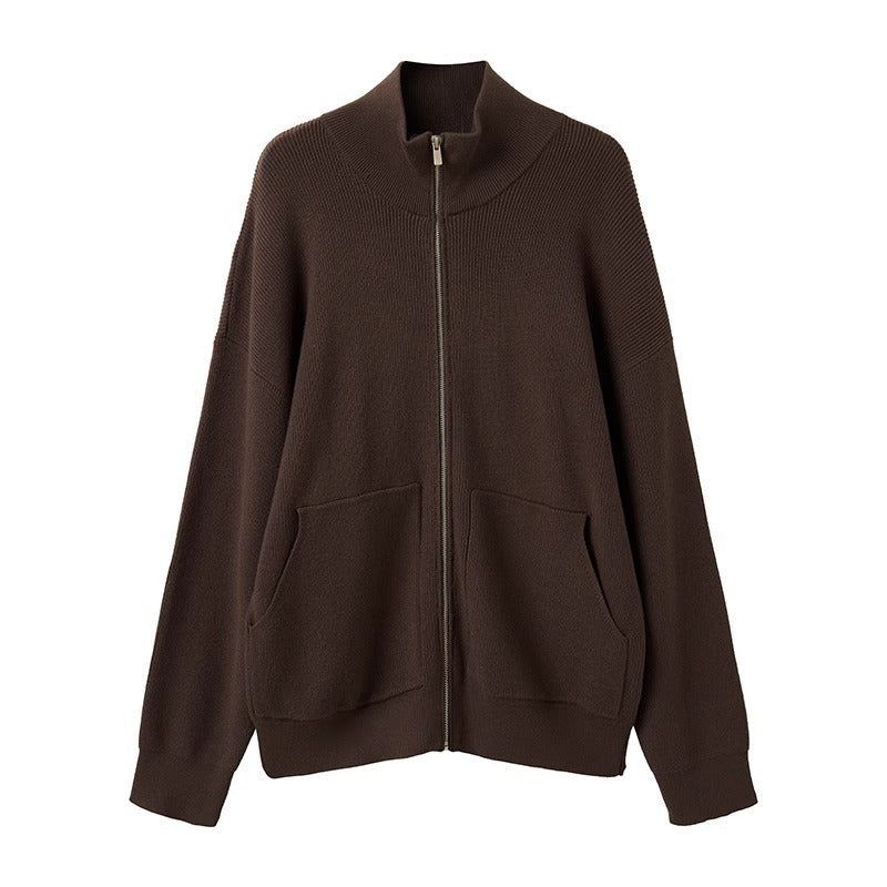 Mens AutumnWinter Zip-Up Sweater Top Coat