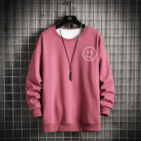 Men's Smiley Print Round Neck Pullover Casual Sweater