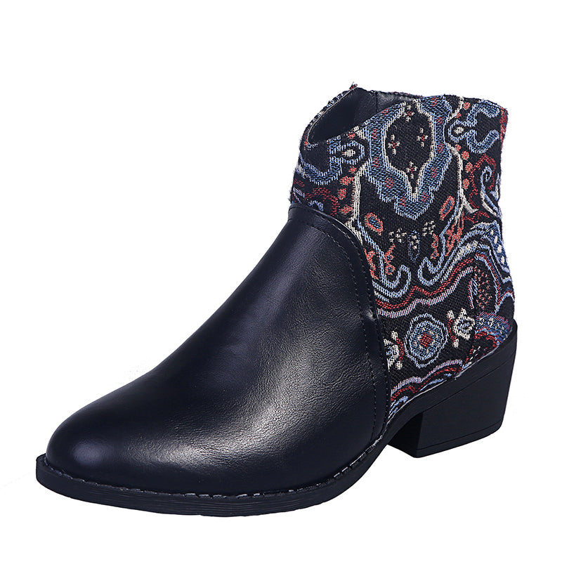 Color block pointed toe boots