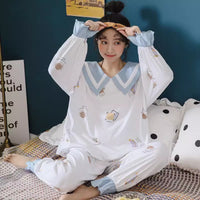 Yellow Plaid Long Sleeve Couple Simple Homewear Suit