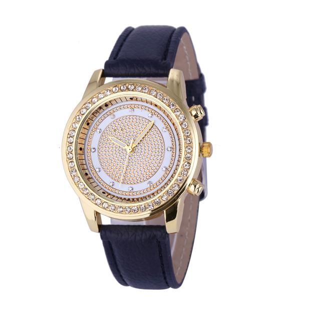 Women Crystal Geneva Quartz Bracelet Watch Stainless Steel Fashion