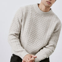 Mens Jacquard Crew-neck Knit Sweater Red Wool Sweater