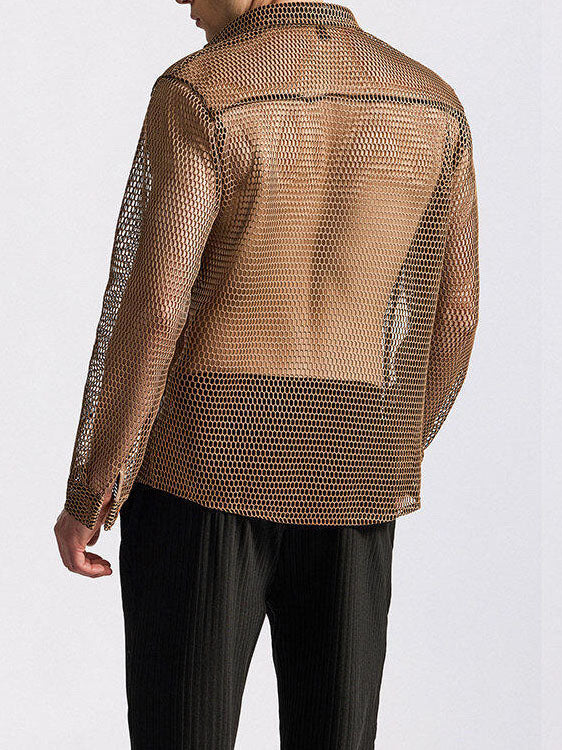 Men's Openwork Long-sleeved Shirt