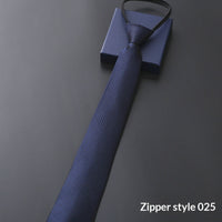 Mens Business Formal Zipper Tie With Blue Stripes