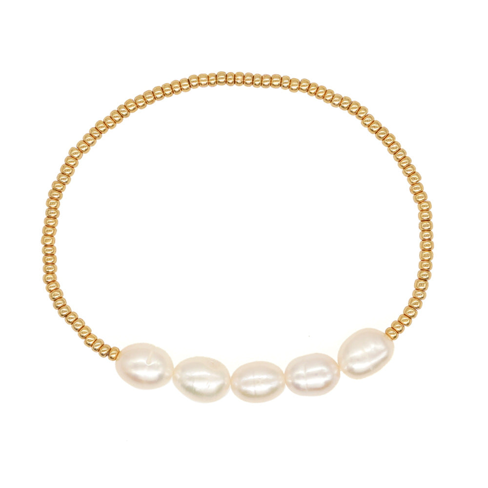 Affordable Luxury Pearl Bracelet A Chic Woven Gold-bead Accessory To Elevate Your Look