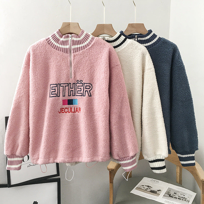 Autumn Lamb Velvet Plus Velvet Thick Sweater Women