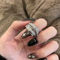 Silver Zircon Versatile Vintage Dainty Open Adjustable Ring