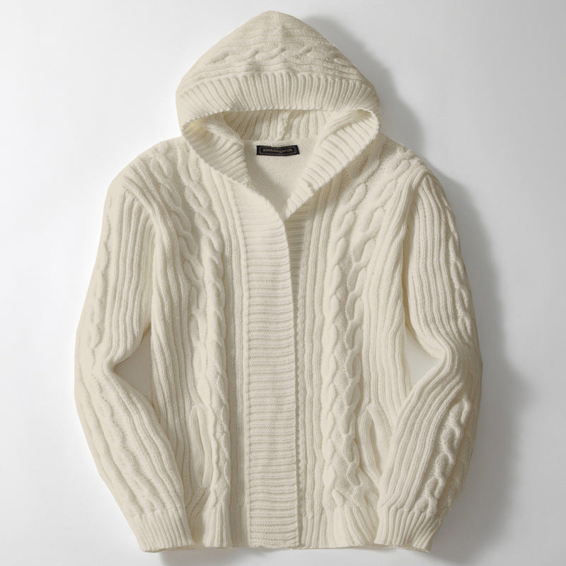 European And American Mens Twisted-knit Cardigan Sweater