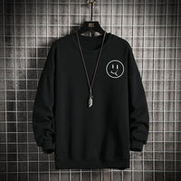 Men's Smiley Print Round Neck Pullover Casual Sweater