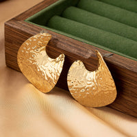 Water-wave Crescent Moon Trendy Street-style Earrings For Women
