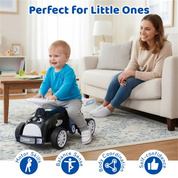 Kids Ride-On Sliding Car With Music Function, 3 Themes Sit-and-Scoot Toy For 19-36 Months (Shark)
