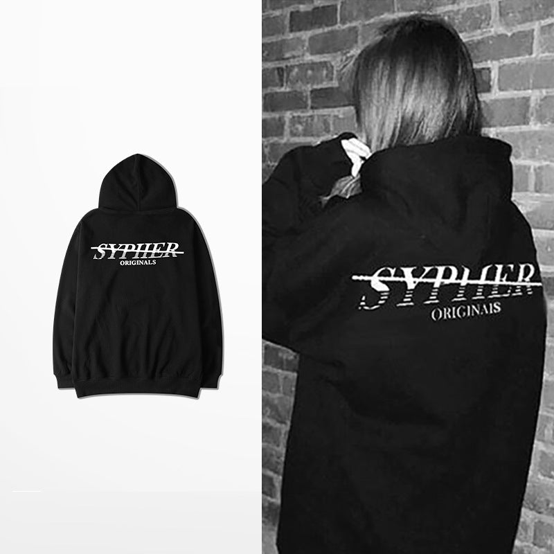 Retro Graffiti Hip-Hop Hip-hHop Hooded Plus Velvet Sweater Hoodies