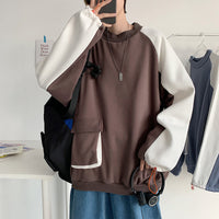 Shirt With The Pocket  Sweatshirt Trendy Men Plus Cashmere Loose Clothes With Big Pockets Hong Kong Style Trendy Hip-hop Sports Jacket
