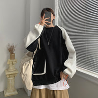 Shirt With The Pocket  Sweatshirt Trendy Men Plus Cashmere Loose Clothes With Big Pockets Hong Kong Style Trendy Hip-hop Sports Jacket