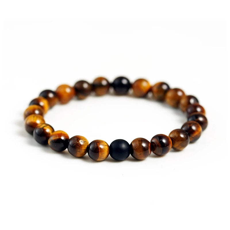 8mm Black Frosted & Tiger Eye Stone Bracelet