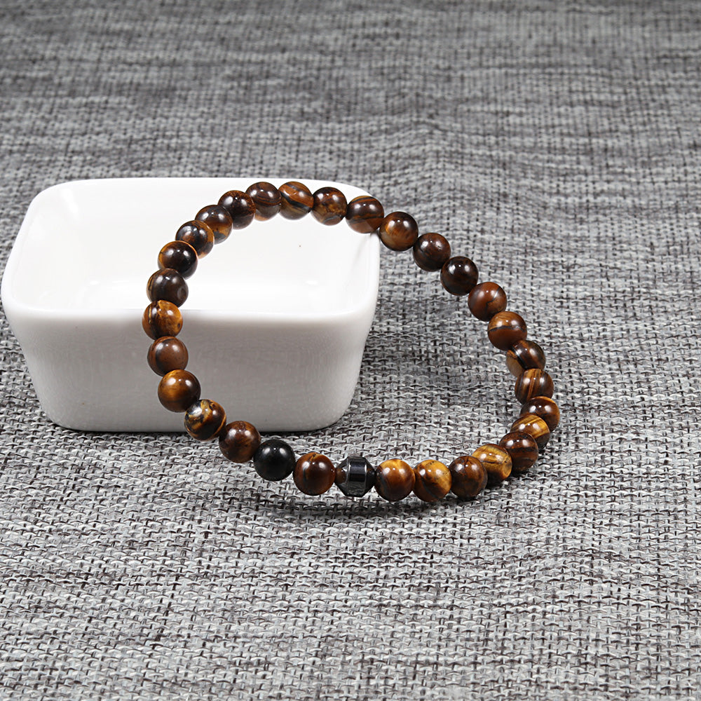 8mm Black Frosted & Tiger Eye Stone Bracelet